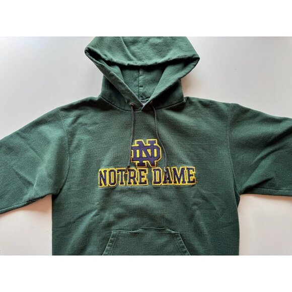 Champion NOTRE DAME Dark Green Cotton Blend Fleece Hoodie Sweatshirt, Size M - Picture 4 of 11